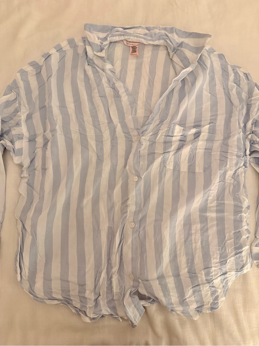 Victoria's Secret Light Blue & White Striped Pajama Set